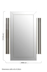 Orsina Wall Mirror with a sleek design featuring elegant side accents and dimensions of 90x120 cm