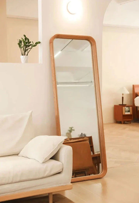 Nisu Home Wall Mirror with Wooden Frame, Perfect for Living Room Decor and Space Enhancement