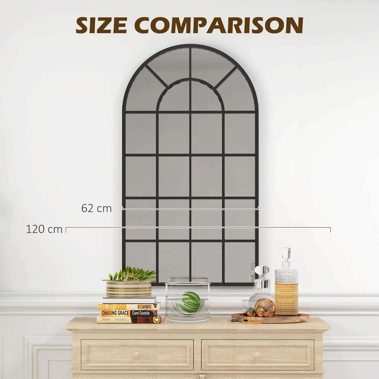 Wise Galleria Wall Mirror with an elegant design, measuring 120 cm by 62 cm, perfect for any bathroom
