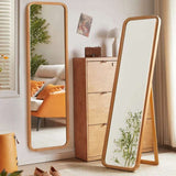 Nisu Home Wall Mirror with Wooden Frame and Leaning Design, Perfect for Modern Interiors