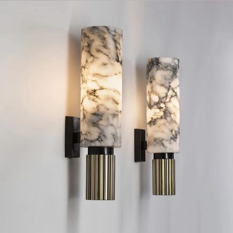Stylish Nisu Home Wall Sconce featuring a marble design with sleek metallic accents