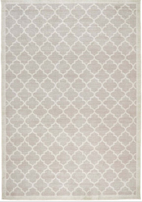 Stylish beige geometric patterned washable rug for easy maintenance and elegance in any room