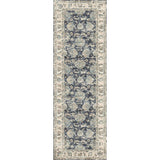 Elegant Washable Rug in Blue and Beige with Intricate Floral Patterns for Home Decor