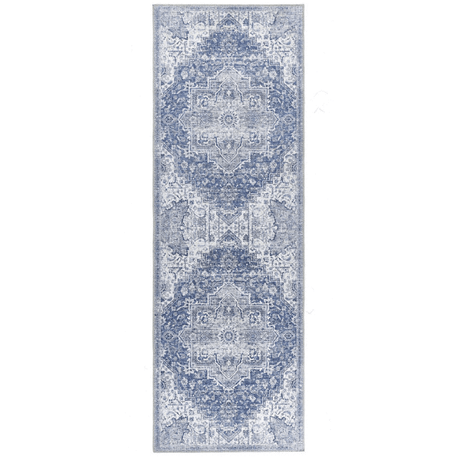 Elegant blue patterned washable rug perfect for adding style to modern home decor
