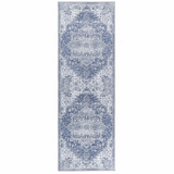 Elegant blue patterned washable rug perfect for adding style to modern home decor