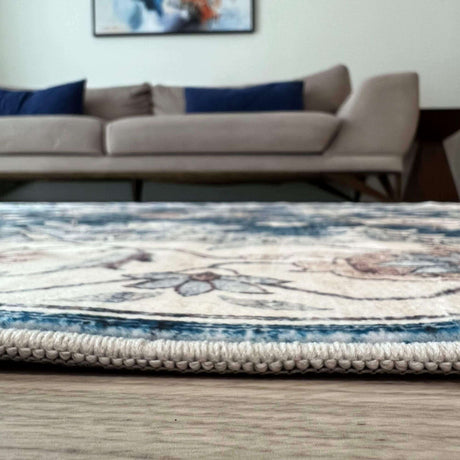Stylish washable rug with floral design, perfect for enhancing living room aesthetics