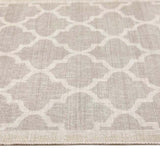 Stylish beige washable rug with geometric pattern, perfect for modern home decor