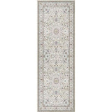 Elegant washable rug with intricate floral patterns in soft neutral tones for modern interiors