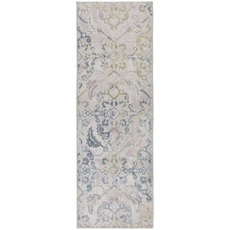 Elegant Washable Rug with intricate floral patterns in soft pastel colours for easy maintenance