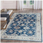 Blue and cream floral patterned washable rug perfect for adding elegance to any living space
