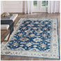 Blue and cream floral patterned washable rug perfect for adding elegance to any living space