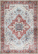 Elegant vintage design washable rug featuring intricate patterns and vibrant colours for home decor