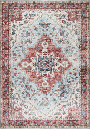 Elegant vintage design washable rug featuring intricate patterns and vibrant colours for home decor