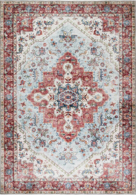 Elegant vintage design washable rug featuring intricate patterns and vibrant colours for home decor