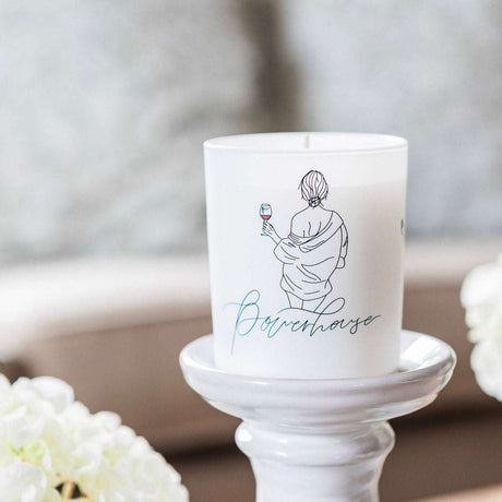 Wax Glass Candle featuring a stylish design with a holding glass illustration for home decor