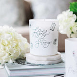White Wax Glass Candle with 'Highly Strung' Design, perfect for home decor and relaxation