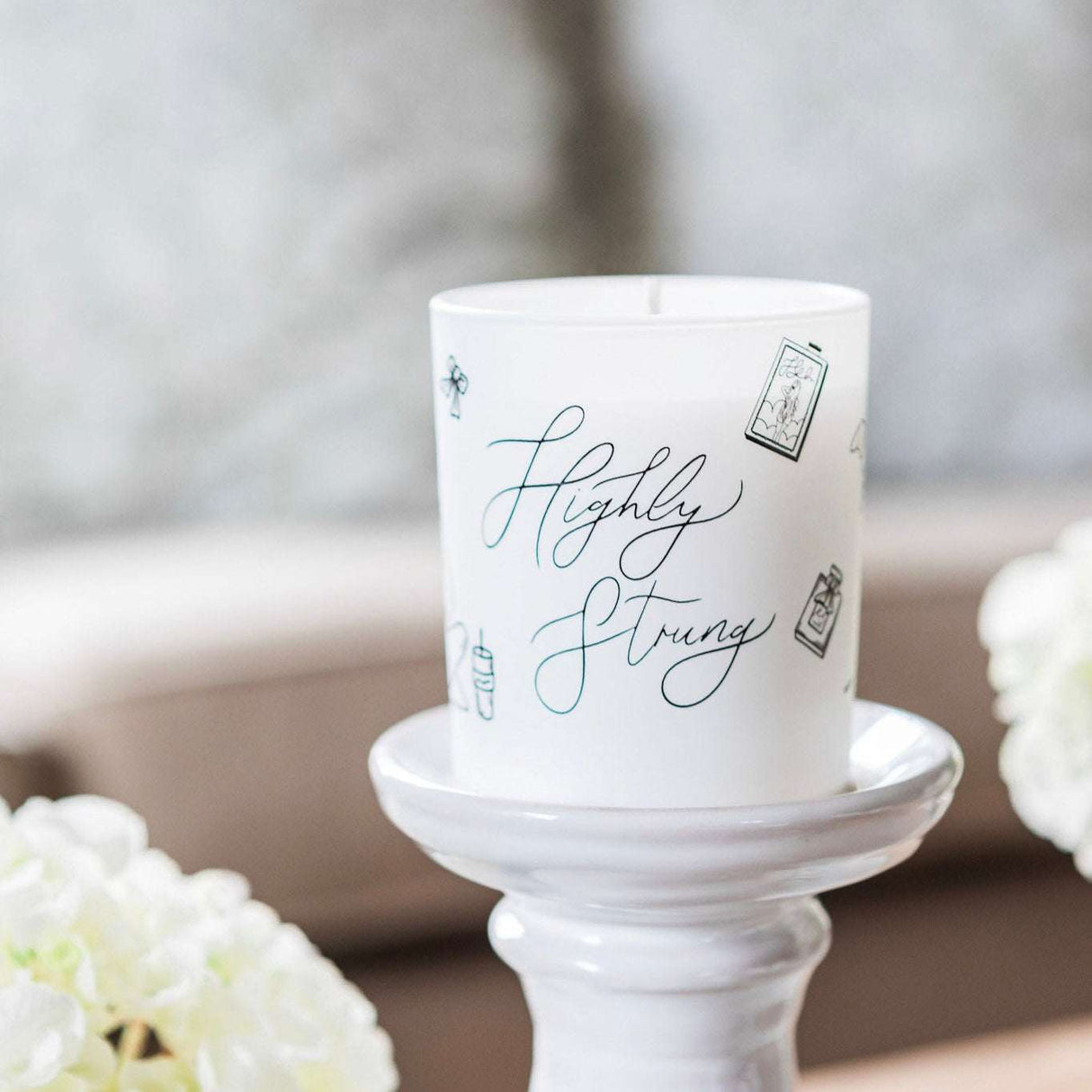 Avalon Home UK Wax Glass Candle with Elegant Script Design for Home Decor