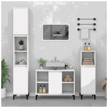 3 Piece Bathroom Furniture Set White Engineered Wood vidaXL