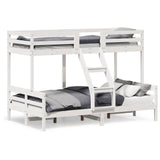 vidaXL Natural Wood Bunk Bed with Ladder - Space Saving white vidaXL