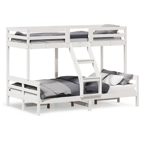 vidaXL Natural Wood Bunk Bed with Ladder - Space Saving white vidaXL