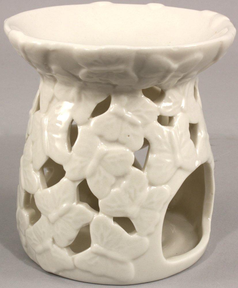 White Embossed Butterfly Oil Burner Geko Products