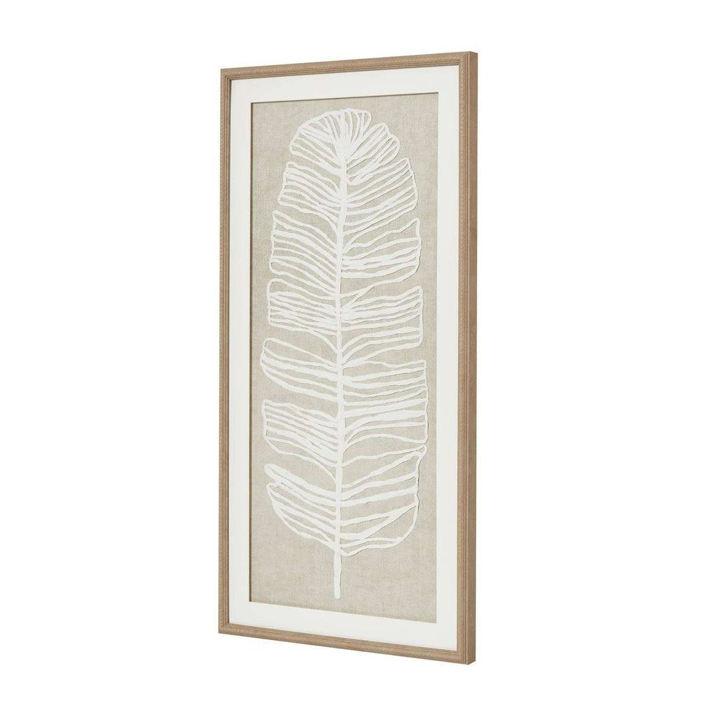 Large Plume White Feather Art Mounted In Beaded Frame Shades 4 Seasons