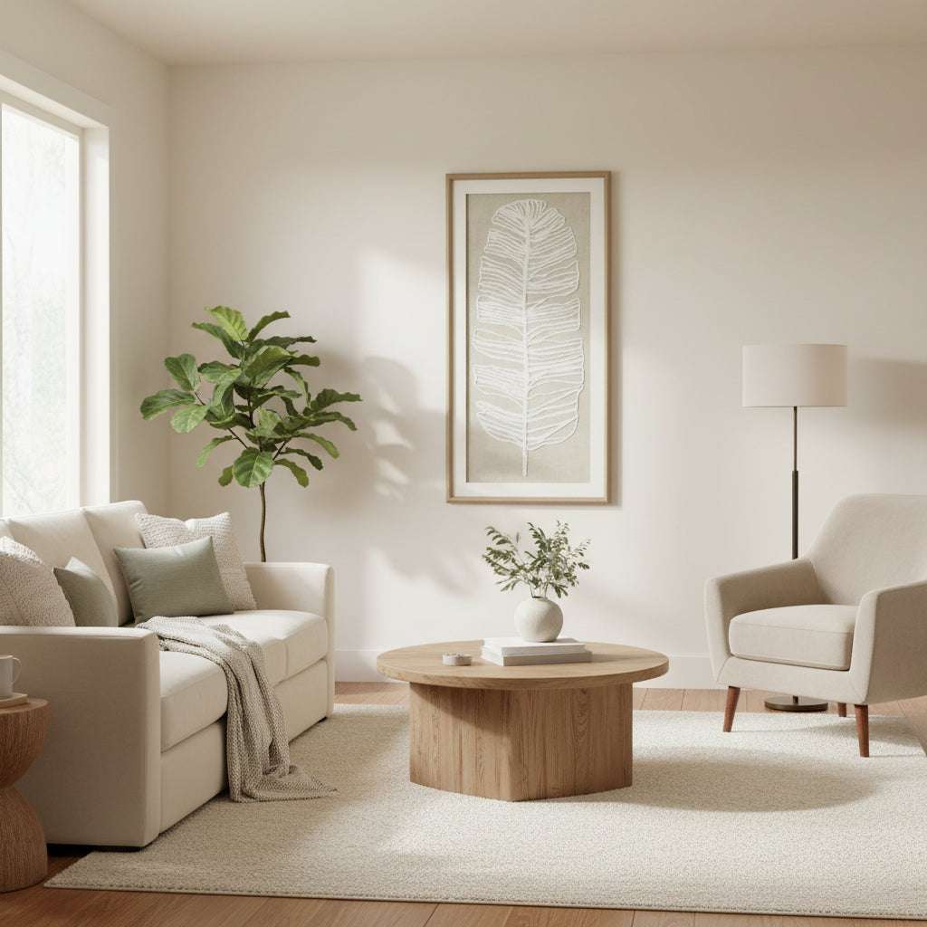 Large Plume White Feather Art Mounted In Beaded Frame BROWN GLASS Shades 4 Seasons