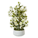 Elegant artificial White Hellebore plant in a decorative pot, perfect for home decor