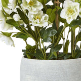 Stunning White Hellebore artificial flowers in a decorative pot for home or office decor