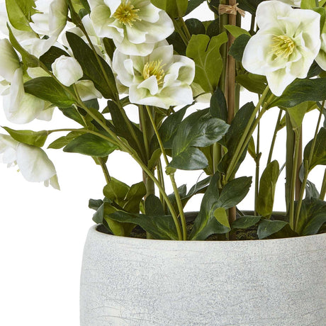 Stunning White Hellebore artificial flowers in a decorative pot for home or office decor