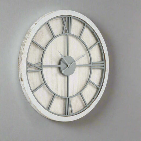 Shades 4 Seasons White Wall Clock with Rustic Roman Numerals WHITE METAL Shades 4 Seasons