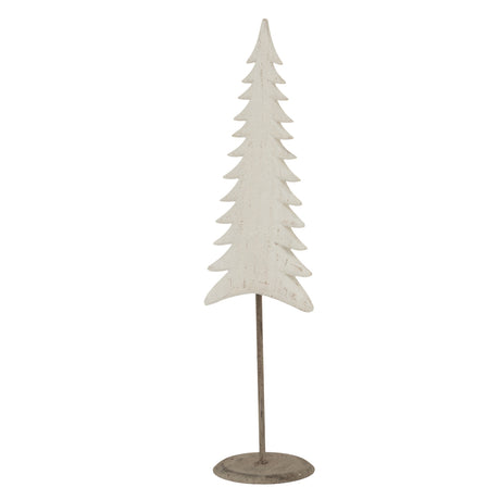 Whitewashed Tall Tree decoration on a metal base for Christmas room decorations