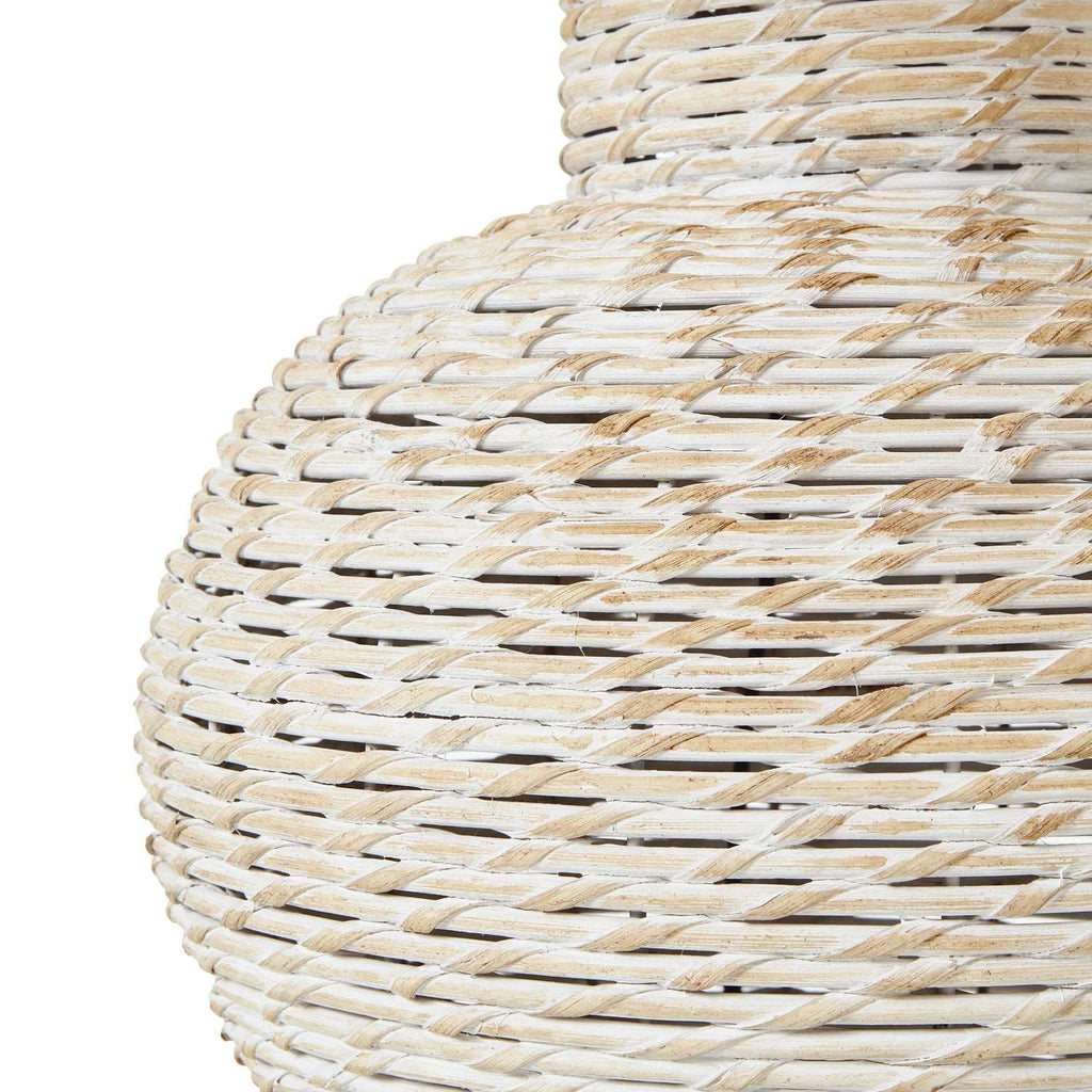 White Wash Bulbous Wicker Table Lamp With Linen Shade Shades 4 Seasons