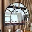 Jobu Home Window Mirror with Arched Design and Black Frame, Perfect for Modern Interiors