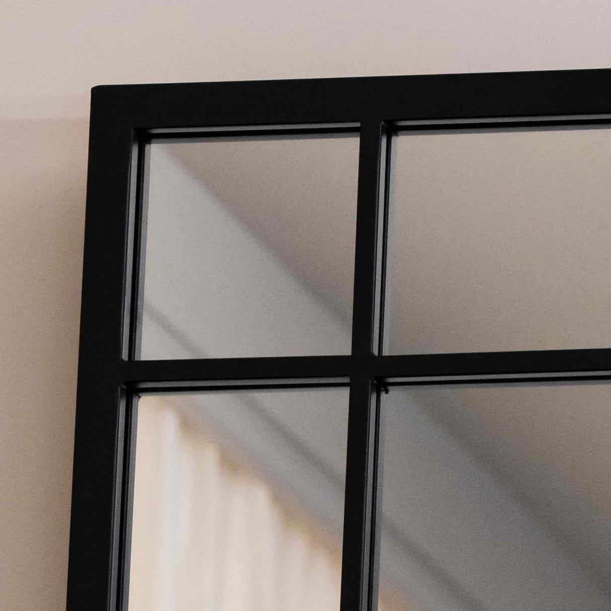 Jobu Home Window Mirror with a Modern Black Frame and Classic Grid Design for Elegant Decor