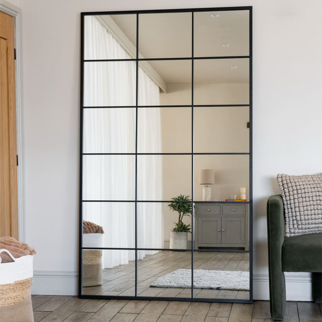 Jobu Home Window Mirror with Black Frame, Ideal for Adding Light and Space to Your Room