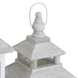 Set Of 3 White Window Style Lanterns With Open Top Shades 4 Seasons