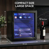 Wise Galleria Wine Cooler with compact size, holds 12 bottles and features a stylish glass door