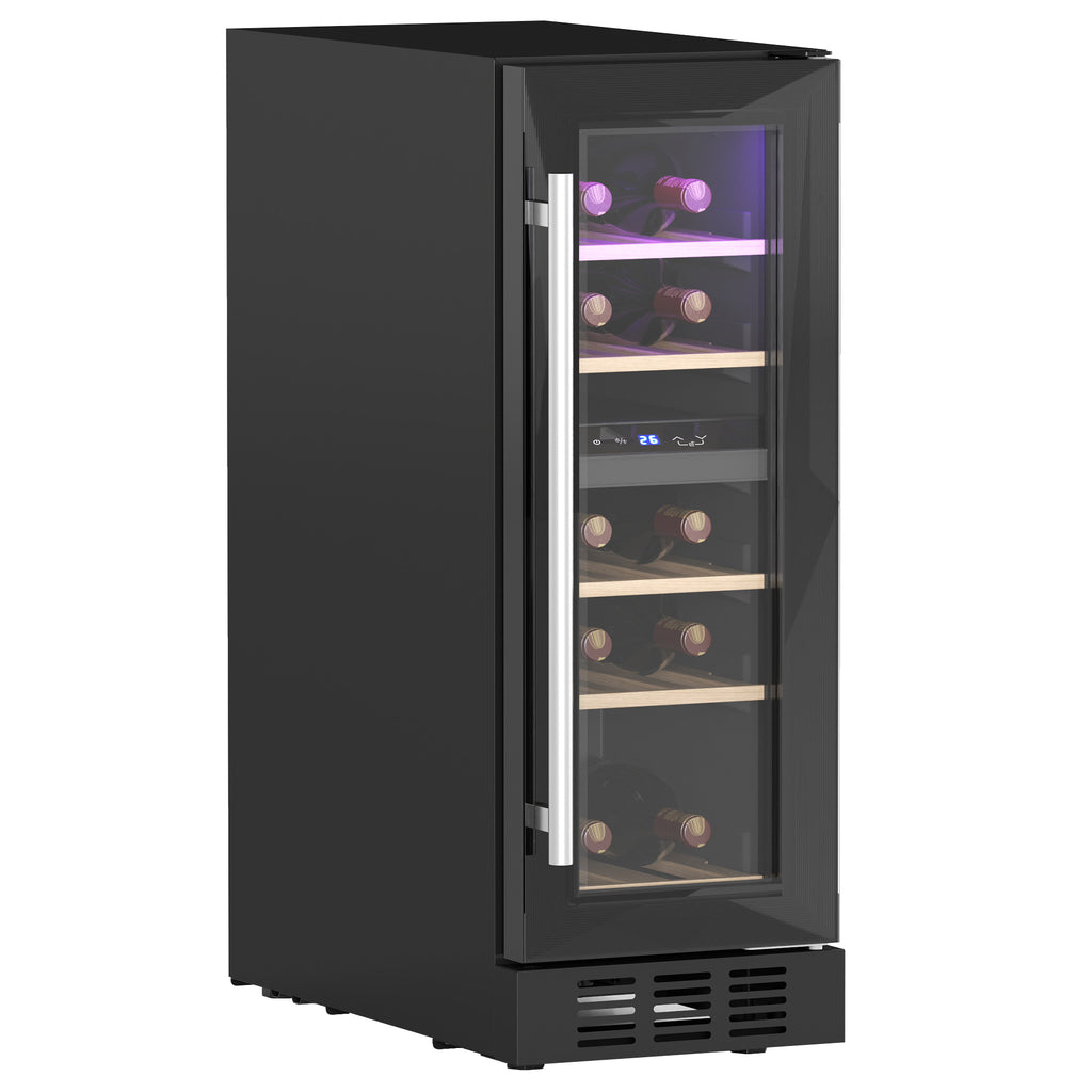 HOMCOM 16 Bottle Dual Zone Built-in Wine Cooler Fridge with Glass Door HOMCOM