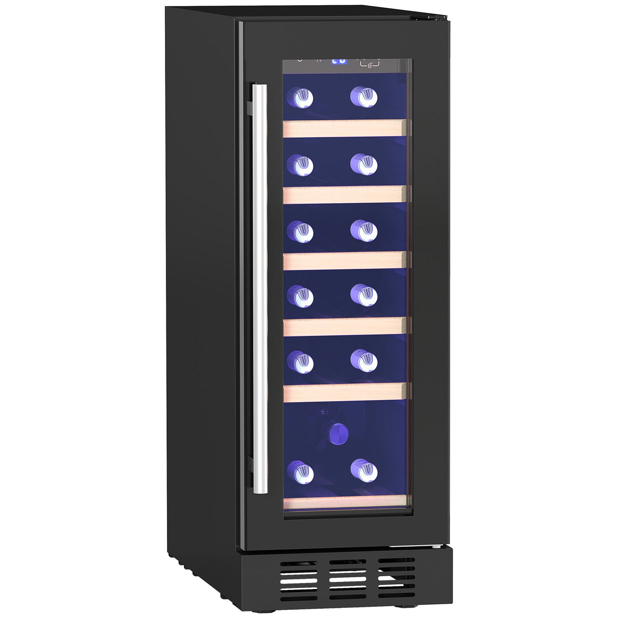 Wise Galleria Wine Fridge with Glass Door and Wooden Shelves for Optimal Wine Storage