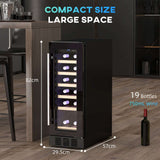 Compact Wine Fridge from Wise Galleria, holding 19 bottles of 750ml wine, ideal for any kitchen space