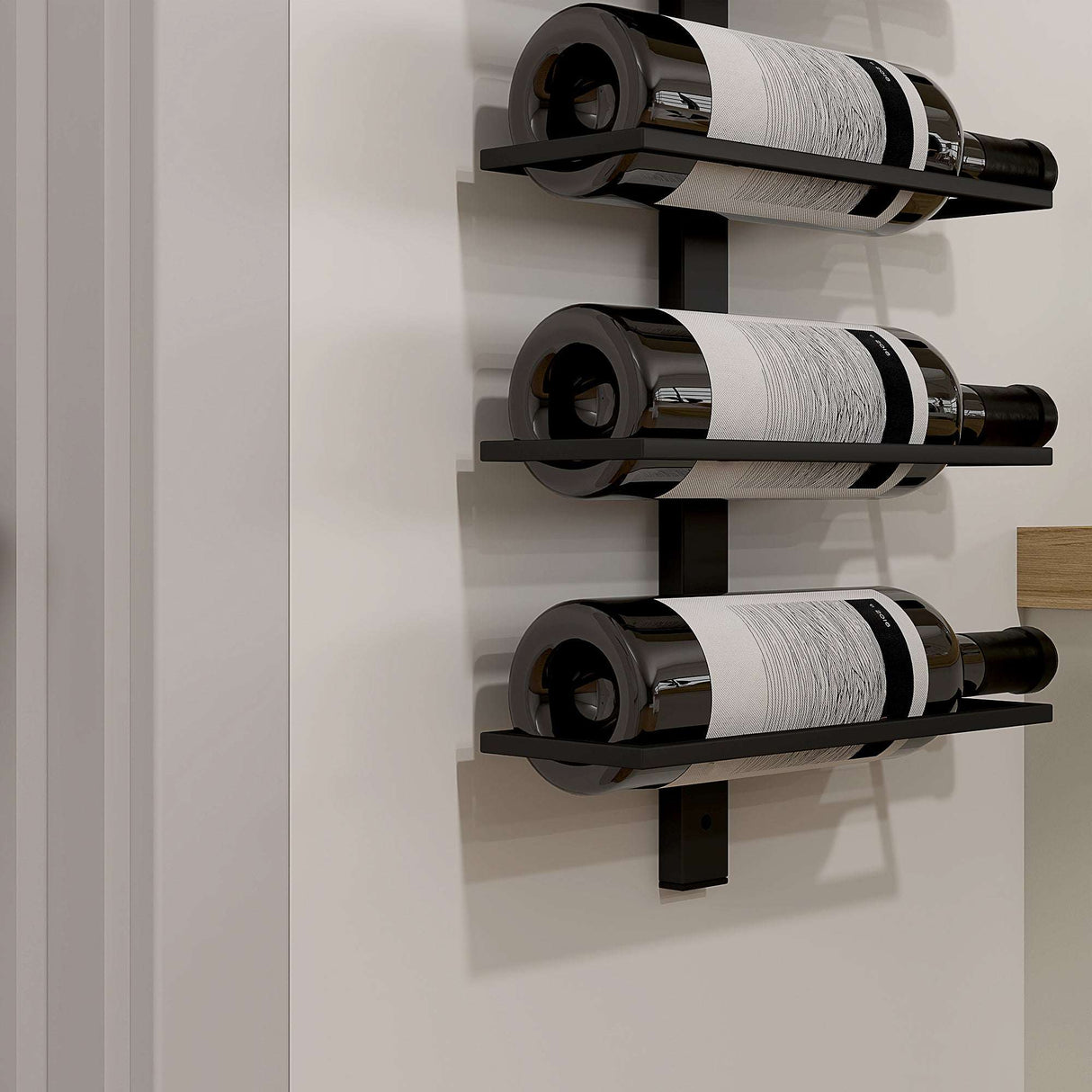Wise Galleria Wine Rack showcasing sleek design with multiple wine bottles in a modern setting