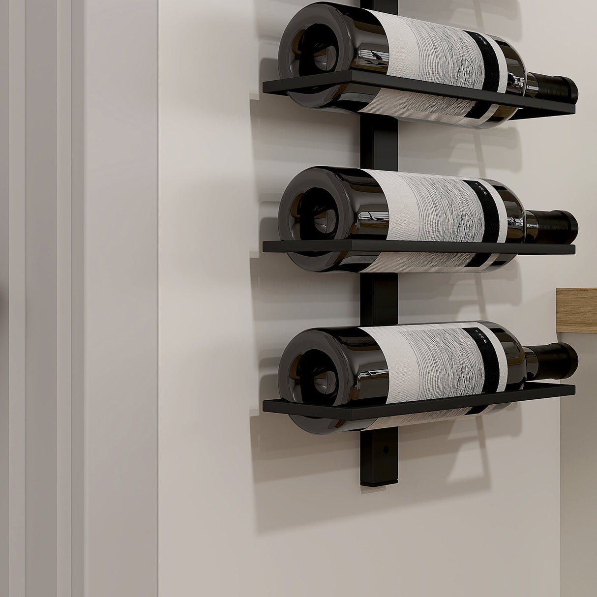 Wise Galleria Wine Rack showcasing sleek design with multiple wine bottles in a modern setting
