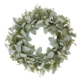 Winter Wreath With Lambs Ear And Wax Flower WHITE PLASTIC Shades 4 Seasons