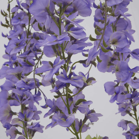 Realistic Wisteria Spray with Purple Blooms and Green Leaves for Floral Arrangements