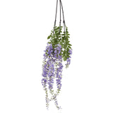 Realistic Wisteria Spray in Purple with Green Leaves for Floral Arrangements