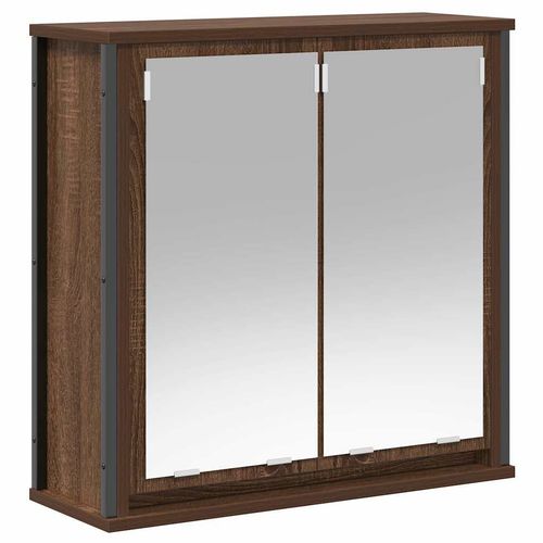 vidaXL Bathroom Wall Cabinet with Mirror Brown Oak 60x21x60 cm vidaXL