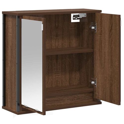 vidaXL Bathroom Wall Cabinet with Mirror Brown Oak 60x21x60 cm vidaXL