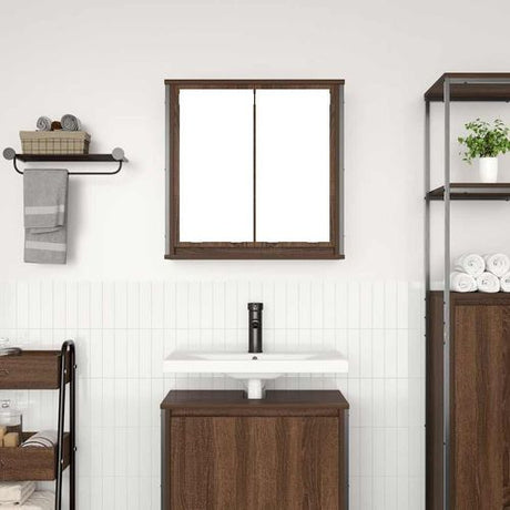 vidaXL Bathroom Wall Cabinet with Mirror Brown Oak 60x21x60 cm vidaXL