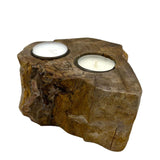 Petrified Wood Candle Holder - Double AW Dropship UK